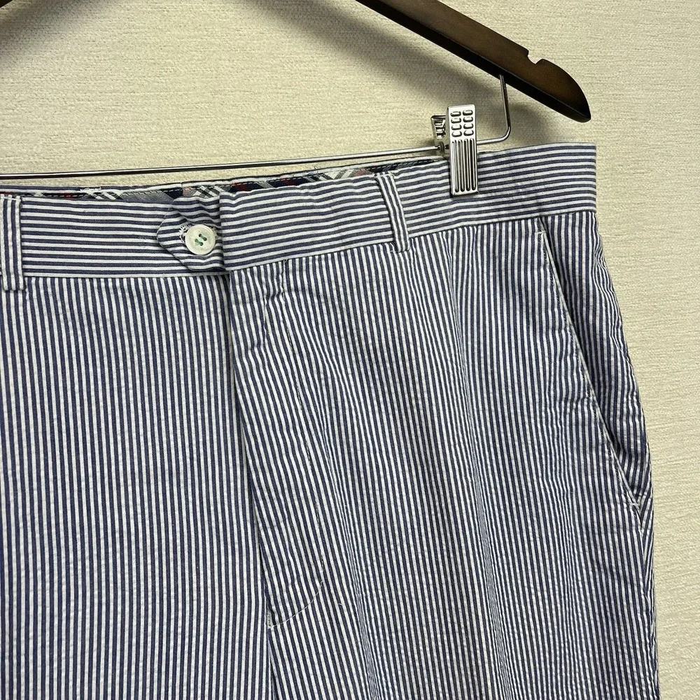 Alan‎ Flusser Seersucker Dress Pants Mens 36x30(35.5x28) Striped Cotton Trousers